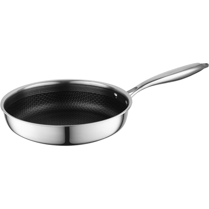 Набір сковорідок Florina Bratpfannen з нержавіючої сталі (20, 24, 28 см) | 3 шт. | 3-шарова конструкція | Алюмінієвий сердечник | Для духовки | Ергономічна ручка | Дзеркальний блиск | Для всіх типів плит | Aristo