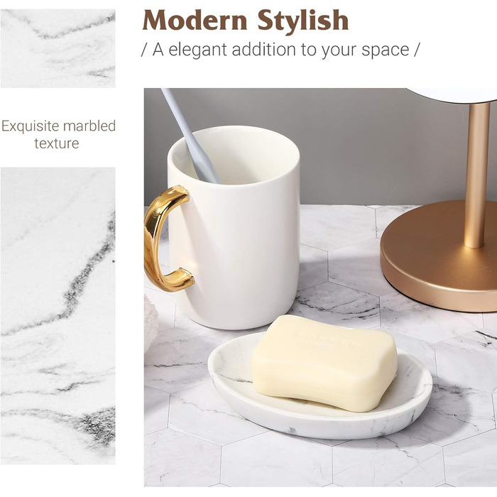 Підставка для мила Shinowa: неслизька коробочка для мила з харчового гіпсу, білий камінь. Організатор для ванної кімнати, туалету, кухні.