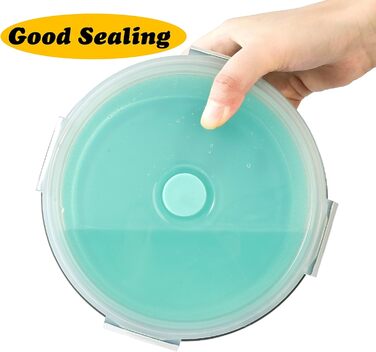 Складані миски для собак з силікону для корму та води, для подорожей, з кришкою, портативні, розширювані, для домашніх тварин, для прогулянок, кемпінгу, 2 шт. Великий розмір, блакитний / зелений