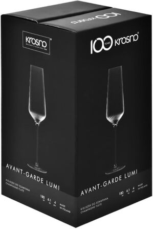 Набір келихів для шампанського Krosno Kristall, 4 шт, 200 мл – елегантні келихи для шампанського та просекко, сучасний дизайн, скло без свинцю, придатні для миття в посудомийній машині