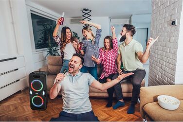 MEDION Party-Soundsystem P67038: караоке-система з LED, Bluetooth 5.0, USB, AUX, 2 мікрофони, 220W