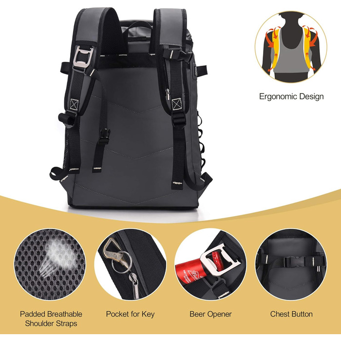 Рюкзак-холодильник Upeelife 30L з килимком для пікніка та кріпленням, водонепроникний, для кемпінгу та пікніків (сірий)