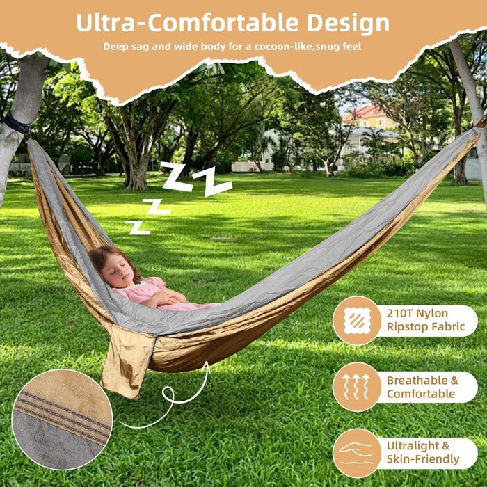 Гамак для відпочинку на природі: міцний, ультралегкий, для кемпінгу та відпочинку на пляжі (300 x 200 см)