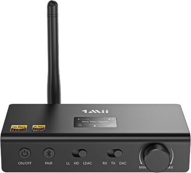 1Mii DS700 Bluetooth передавач/приймач HiFi з DAC, LDAC, aptX HD/LL, OLED-дисплеєм, 3-в-1 аудіоадаптер для ТВ, навушників, колонок, стереосистеми