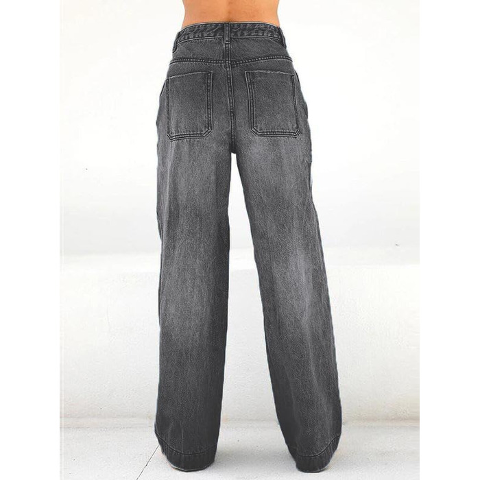 Джинси жіночі Weite Leg Straight Used-Look сірі XS