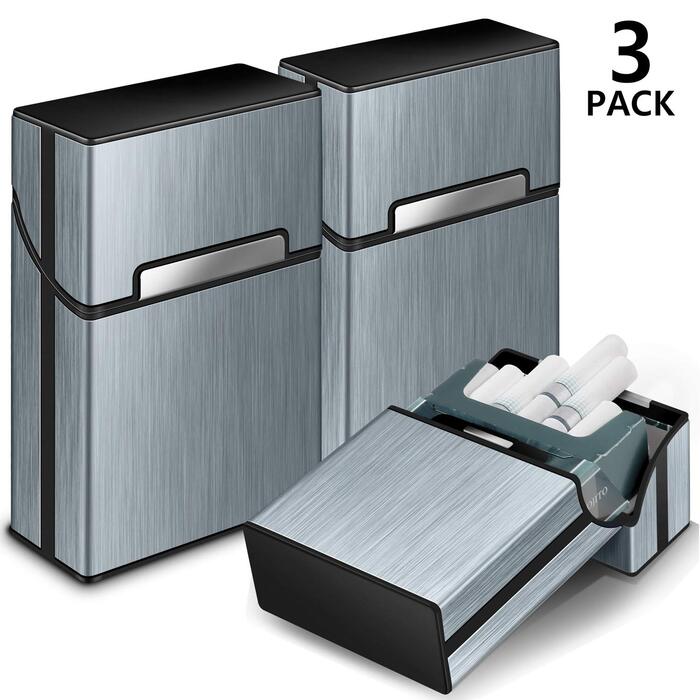 Вишукане Zigarettenetui Yosemy: Металевий футляр для сигарет на 20 сигарет (3 шт.) - сірий, чорний, срібний