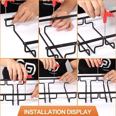 Тримач для келихів вина під шафу, металевий, 4-х рядний, на 8-12 келихів, антикорозійний, для бару, кухні, кафе (знімний), чорний