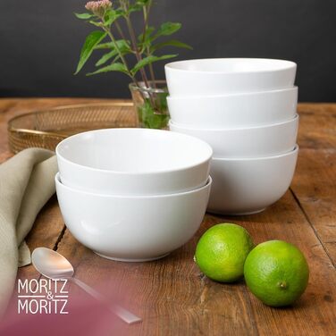 Набір салатників Moritz & Moritz BASIC, 6 шт. - діаметр 14 см, об'єм 500 мл - з якісного порцеляну, білий - для супів, салатів, десертів, мюслі