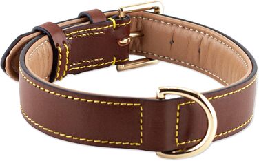 Нашийник для собак Brute Strength з натуральної шкіри, чорний, з чорними швами (XXL, 66-73 см)