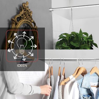 Штанга для душу/завіси без свердління, регульована (115-200 см, срібна)