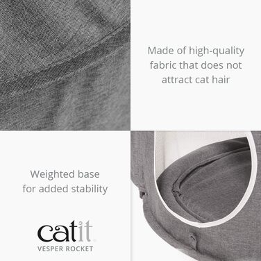 Catit 42001 Vesper Tower, rocket-shaped, with sleeping cushion, for cats, (gray)