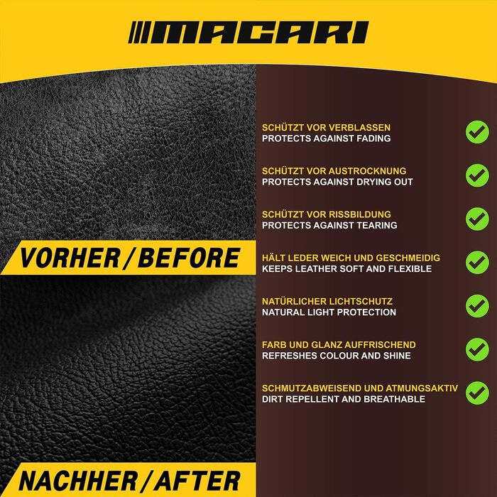 Macari Leather Care 500ml Balsam + 500ml Cleaner + 2 Sponges + Leather Brush Premium Leather Cleaner Set Beeswax for Leather Couch, Car, Furniture, Jacket, Clothing, Sofa, Handbag, Shoes, Saddle Leather Fat (500ml Leather Balsam)