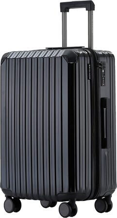 Чорний великий валіза на 4 колесах з TSA-замком, телескопічним ручками та жорстким корпусом, 76 см
