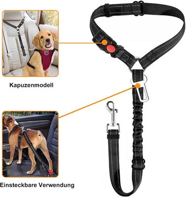 Автомобільні ремені безпеки для собак, 2 шт., кріплення на підголівник, регульовані, міцні, з пряжкою, для безпеки тварин (чорний)