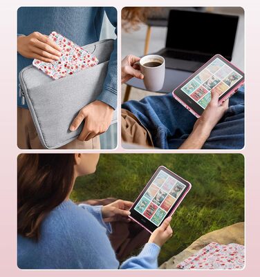 Чохол для Kindle Paperwhite 12 (2024) та Kindle Colorsoft (2024/2025) MoKo з магнітною застібкою, прозорий, захист від подряпин, авто-вкл/викл, колір: весняне рожевий