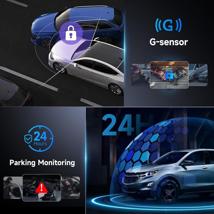 Автокамера Hodozzy з двома об'єктивами, FHD 1080P, IPS 3.16