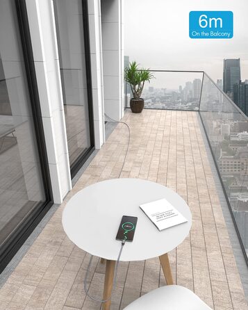 Кабель USB-C на USB-A 6м сірий, для Samsung, iPhone, Redmi, Pixel - міцний нейлоновий шнур для зарядки та передачі даних