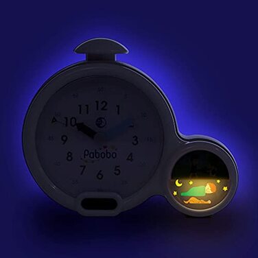 Pabobo Kid Sleep - Alarm Clock - Educational Children's Alarm Clock Day / Night Light - Dual Display and 3 Alarms to Choose From - Works on DC or Batteries – Grey