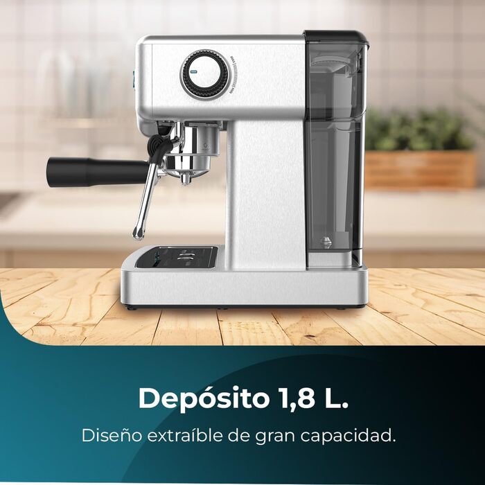 Cecotec Barista Power Espresso Machine, 20 Barista Mini, 1465 W, 20 Bar, Manometer and Thermoblock, Swivel Steam Wand and Dual Outlet Arm, 1.8 Liter Capacity