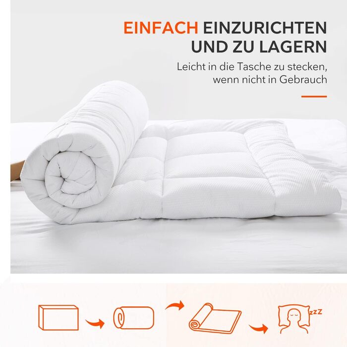 Sweetnight 3D Ultra Soft Mattress Topper Microfibre Polyester Durable Breathable Mattress Pad Mattress Topper Super Soft Fluffy Mattress Cover 120 x 190 x 6 cm White
