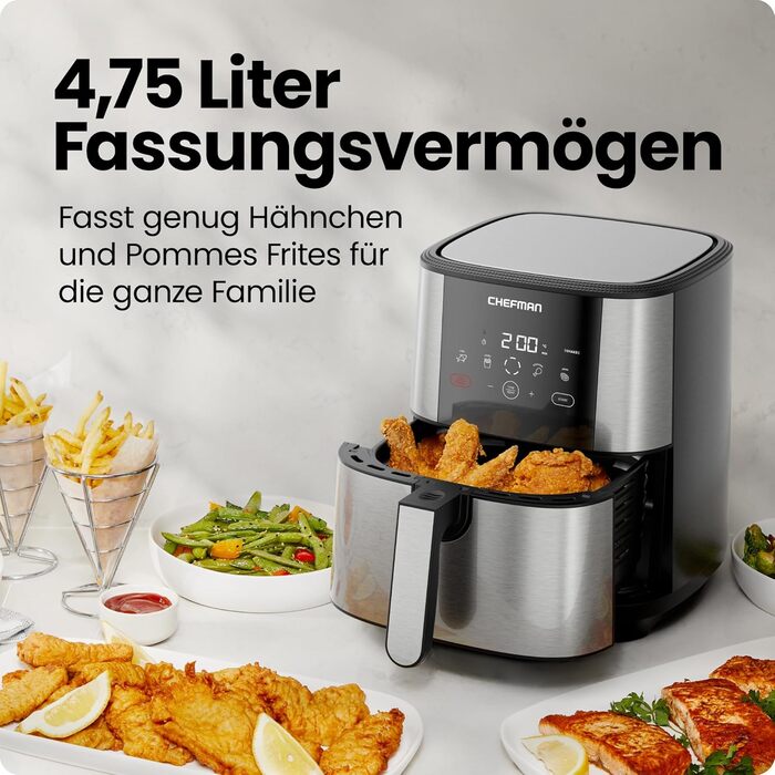 Chefman TurboFry Air Fryer - 4.75L Family Size with Digital Controls