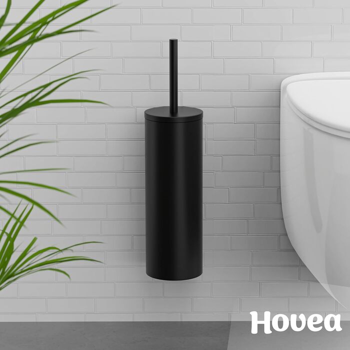Набір щіток для унітазу Hovea (2 шт.) чорного кольору - силіконові та металеві, кріплення на стіну без свердління, тримач для щіток, WC3620 X2