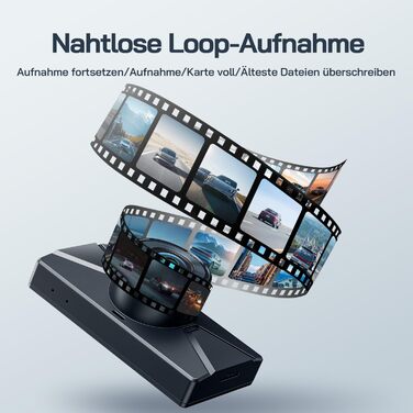 WOLFANG Dashcam: Автомобільна камера 2.5K+1080P з відеореєстратором, нічне бачення, 170° кут огляду, WDR, паркувальний режим, G-сенсор, циклічна запис, внутрішня камера, 32GB SD-карта