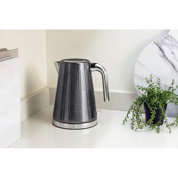 Тостер Russell Hobbs Geo з нержавіючої сталі сірого кольору (2 слоти, підставка для булочок, 6 рівнів підсмажування, функції розморожування та підігріву, швидка технологія підсмажування, 1640W)