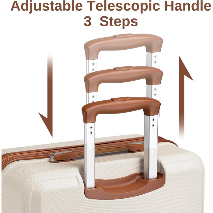 Набір валіз KONO 4 в 1: велика валіза, ручна поклажа 55 см, косметичка та сумка для подорожей (кремово-білий)