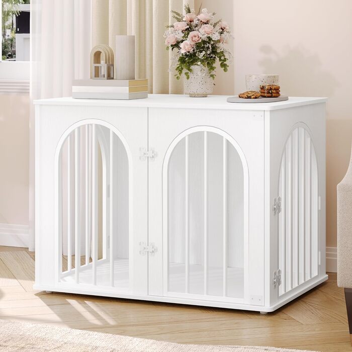 Сучасна переносна собача будка-стіл Hzuaneri DFC85101B, 80x56x61 см, 3 двері, для дому