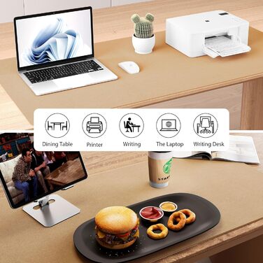 Підкладка для столу Aothia з натурального корку та PU-шкіри, 65x35 см, Khaki. Захист столу, підставка для миші, легко чиститься, водонепроникна.