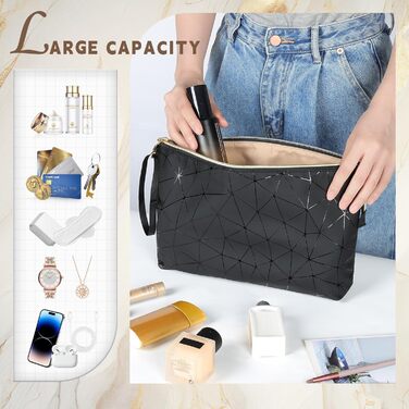 Косметичка жіноча мініатюрна, пудрова, водонепроникна, для подорожей, органайзер, чорно-бежева