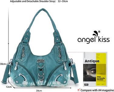 Сумка жіноча Angel Kiss Hobo з PU шкіри блакитно-зеленого кольору з багатьма відділеннями