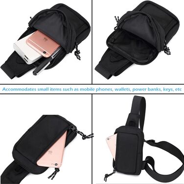Чоловіча та жіноча поясна сумка-рюкзак для телефону, спортивна, водонепроникна, для активного відпочинку, кемпінгу, подорожей, фітнесу, велосипеду (чорна)