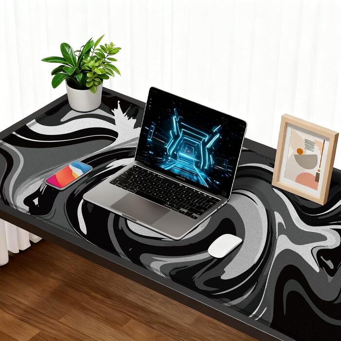 Ігровий килимок для миші Rcege Black & White Abstraction, 1000x500 мм, протиковзкий з прошитими краями