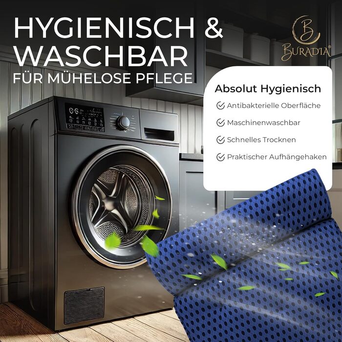 Bath Pillow incl. Wash Bag - Ultimate Comfort and Relaxation with Latest Air Mesh Technology - Bath Cushion for Bathtub with 7 Strong Suction Cups - Neck/Head Pillow (dark blue)