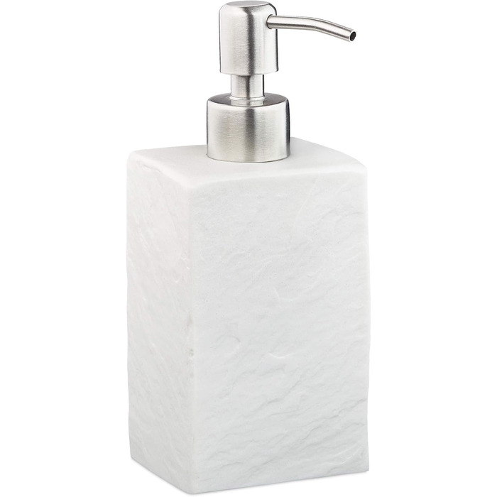 Дозатор для мила Relaxdays, 200 мл, наповнюваний, для ванної, туалету, кухні, з нержавіючої сталі, полірезин