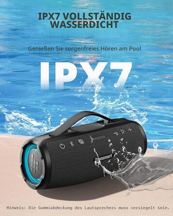Tronsmart Mirtune S100: Bluetooth колонка водонепроникна IPX7, 20 год, для пляжу та вечірок (Чорна)