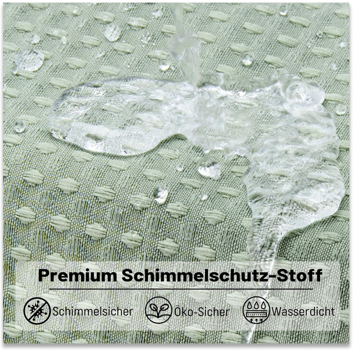 Шторка для душу BTTN вафельна, 180x200 см, антигрибкова, важка, водонепроникна, текстильна, з 12 гачками, зелена