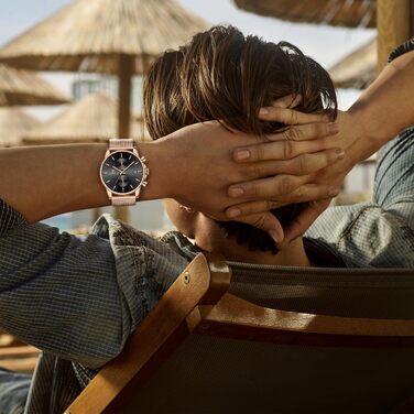 Чоловічий годинник на браслеті Mesh, кварц, аналоговий, чорний, з нержавіючої сталі, водонепроникний, хронограф, автоматична дата, Rose-gold (Рожеве золото)