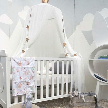 OldPAPA Kids Canopy Bed Canopy Baby Bed Mosquito Net Princess Playroom Decor Dome Premium Yarn Netting Curtains, White