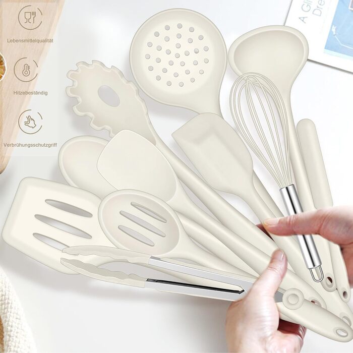 Набір кухонних аксесуарів Joyfair: 15 предметів з силікону, стійкий до нагрівання, антипригарний, для посуду, з тримачем, придатний для миття в посудомийній машині