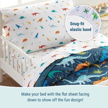 Wildkin Комплект постільної білизни для дітей Wildkin Jurassic Giants (4 предмети): ковдра, простирадло, підстилка, наволочка. Оeko-TEX Standard 100, BPA-Free