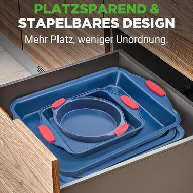 Набір форм для випічки Nutrichef 10 шт. з антипригарним покриттям – для випікання солодкого (печиво) та солоного (пироги, піца). Форми з вуглецевої сталі, без PFOA та PTFE, з силіконовими ручками. Круглі та квадратні форми.