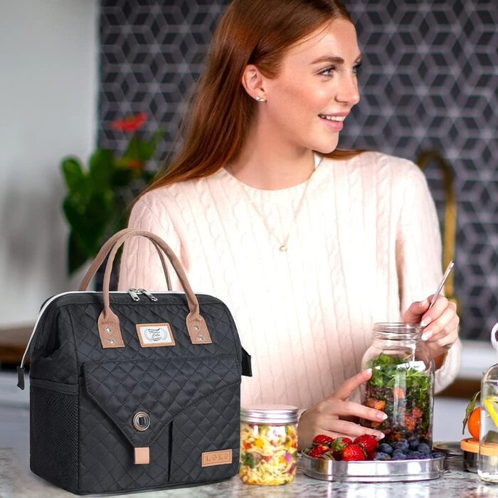 Термосумка Lekesky для жінок: ізольована ланч-бокс, 11 л, чорна