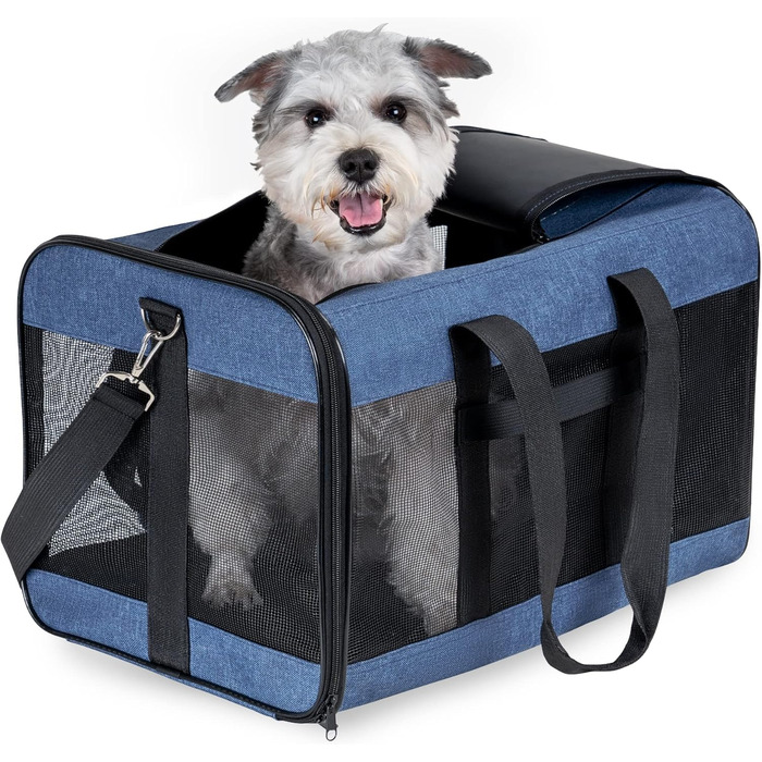 Транспортна переноска для собак та котів HITSLAM, складана, блакитна (M/L)