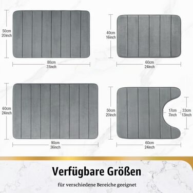 Килимок для ванної кімнати HITSLAM з ефектом пам'яті (Memory Foam), протиковзкий, 50 x 80 см, темно-сірий
