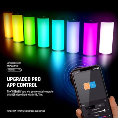 NEEWER LED відеоліхтар з магнітним кріпленням та штативом, RGB, 2500-8500K, 2500mAh, для фото- та відеозйомки, TL96RGB (TL98C (3 шт.))
