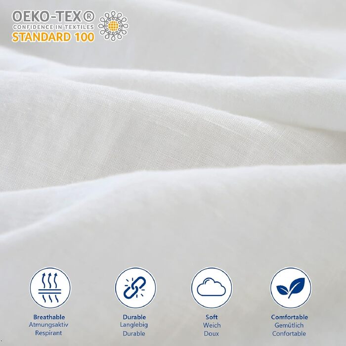 Simple&Opulence Linen Sheet Set 100% Linen Bedding, Ultra-Soft, Breathable Bed Sheets for Farmhouse Style, Only 1 Fitted Sheet (269cm x 295 cm, White)