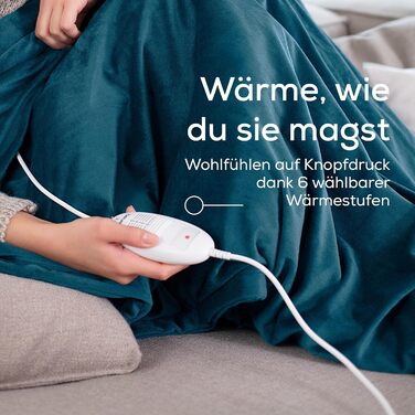 Електрична ковдра Beurer HD 75 з 6 режимами нагріву, системою безпеки та автовимкненням, 180x130 см (Petrol)